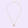 18K Double G Interlocking G Heart Lightning Charm Necklace