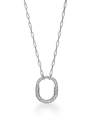 18K T Lock Pendant Pav¨¦ Diamonds Necklace
