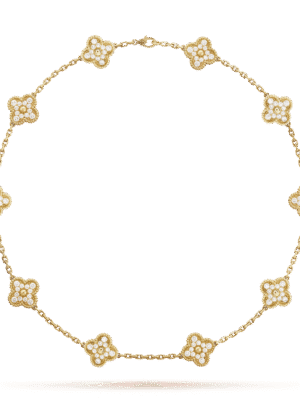 18K Vintage Alhambra Diamonds 10 Motifs Necklace