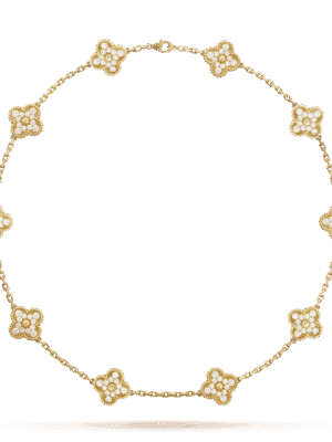 18K Vintage Alhambra Diamonds 10 Motifs Necklace