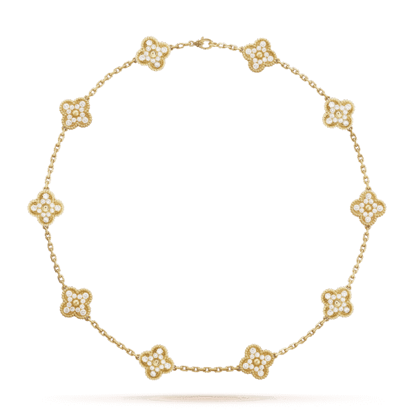 18K Vintage Alhambra Diamonds 10 Motifs Necklace