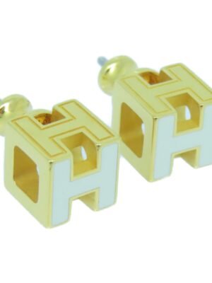 18K Cage D'H White H Earrings