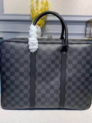 LV Porte Documents Voyage Bag 37cm Damier Graphite Canvas Spring/Summer Collection N41466 Black