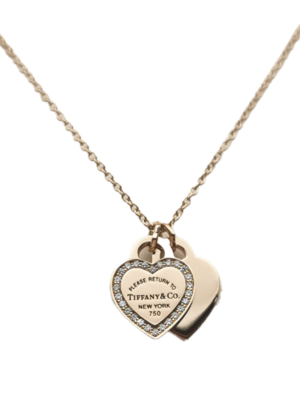 18K T Red Double Heart Diamond Necklaces
