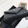 YSSL Envelope Small Bag In Mix Matelass¨¦ Grain De Poudre Black For Women 8.2in/21cm YSL 600195BOW921000