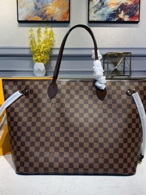 LV Neverfull GM Tote Bag Damier Ebene Canvas Cerise Red For Women, Women Handbags, Shoulder Bags 15.7in/40cm LV N41357