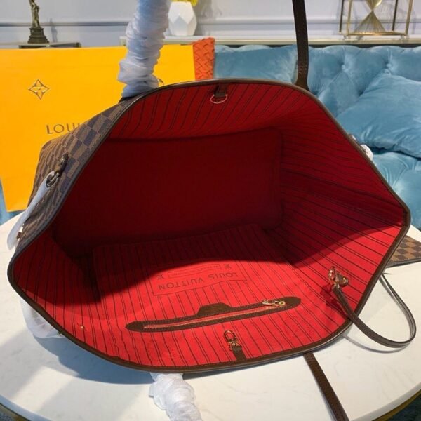 LV Neverfull GM Tote Bag Damier Ebene Canvas Cerise Red For Women, Women Handbags, Shoulder Bags 15.7in/40cm LV N41357