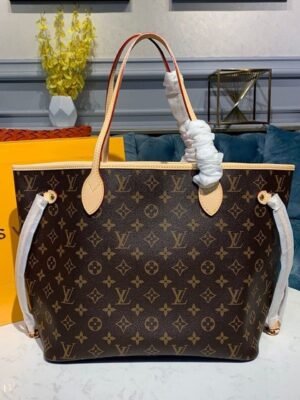 LV Neverfull MM Tote Bag Monogram Canvas Cerise Red For Women,  Shoulder Bags 12.2in/31cm LV M41177