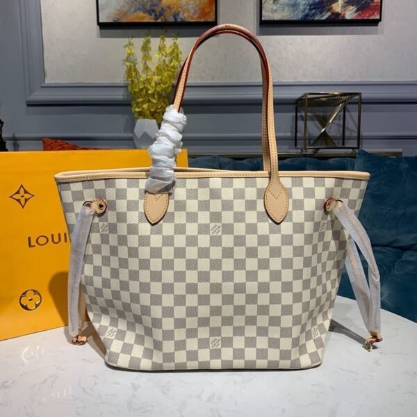 LV Neverfull MM Tote Bag Damier Azur Canvas For Women, Women¡¯s Handbags, Shoulder Bags 12.2in/31cm LV N41361