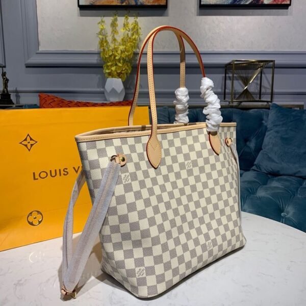 LV Neverfull MM Tote Bag Damier Azur Canvas For Women, Women¡¯s Handbags, Shoulder Bags 12.2in/31cm LV N41361