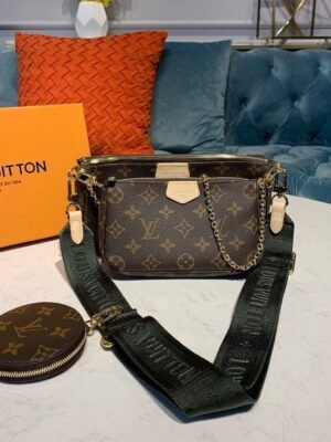 LV Multi Pochette Accessoires Monogram Canvas Khaki For Women, Women¡¯s Handbags, Shoulder And Crossbody Bags 9.4in/24cm LV M44813