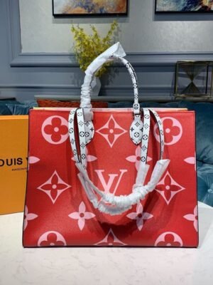 LV OnTheGo GM Tote Bag Monogram Giant Canvas Red/Pink/Yellow For Women,  Shoulder Bags 16.3in/41.5cm LV M44569