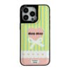 Miu Green & Pink Leather iPhone Case