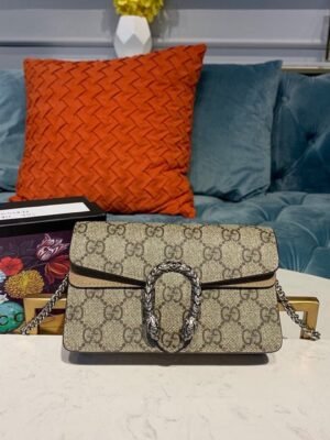 gg Dionysus Super Mini Bag Emerald gg Supreme Canvas Made Using An Earth-Conscious Process With Taupe Detail For Women 6.5in/16.5cm gg ?476432 KHNRN 8642