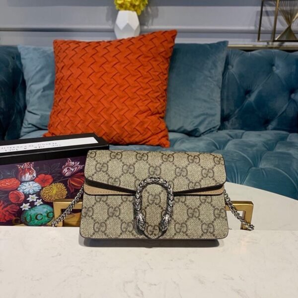 gg Dionysus Super Mini Bag Emerald gg Supreme Canvas Made Using An Earth-Conscious Process With Taupe Detail For Women 6.5in/16.5cm gg ?476432 KHNRN 8642