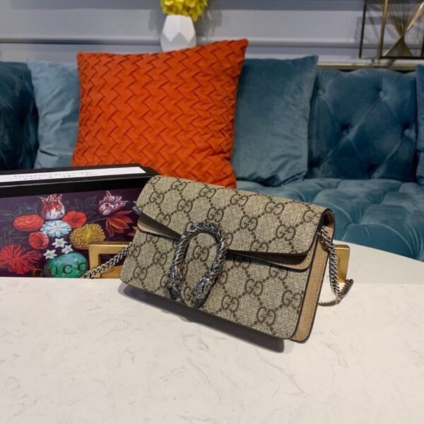 gg Dionysus Super Mini Bag Emerald gg Supreme Canvas Made Using An Earth-Conscious Process With Taupe Detail For Women 6.5in/16.5cm gg ?476432 KHNRN 8642