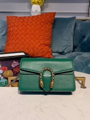 gg Dionysus Super Mini Bag Emerald Green Metal-Free Tanned For Women 6.5in/16.5cm gg 476432 CAOGX 3120