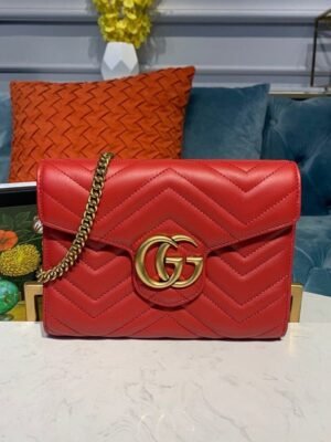 gg Marmont Matelass¨¦ Mini Bag Dusty Red Matelass¨¦ For Women 8in/20cm gg 474575
