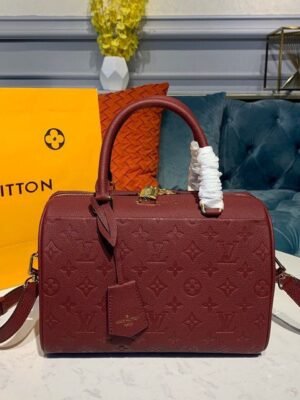 LV Speedy Bandouliere 25 Monogram Empreinte Burgundy For Women,  Shoulder And Crossbody Bags 9.8in/25cm LV