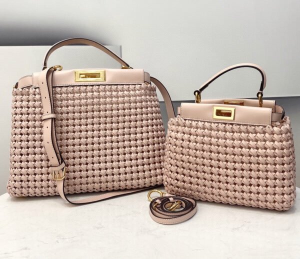 FI Peekaboo Mini Pale Pink Braided Bag For Woman 18cm/7in