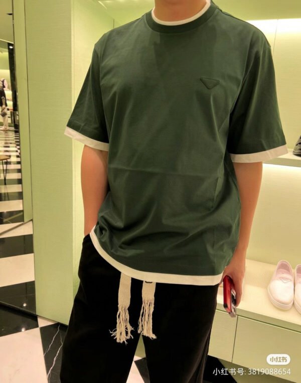 11_a691b76d-3cb0-41e5-8dc4-66145ee81141 Prada Green Contrast Trim T-Shirt