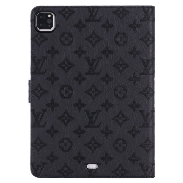 3D Embossed Canvas Monogram Holster Apple iPad Flip Cover With Stand Function