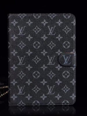 Luxury Canvas Monogram Leather Fresh Summer Theme Pattern Apple iPad case Black