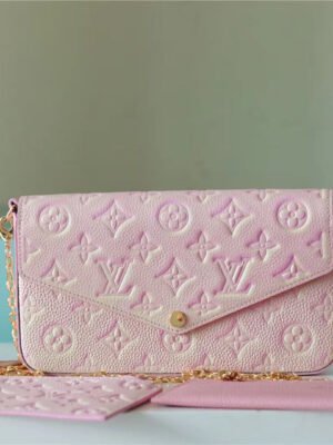 LV Pochette Felicie Monogram Empreinte Rose Poudre Pink For Women,  Shoulder And Crossbody Bags 21cm/8.3in LV M67856