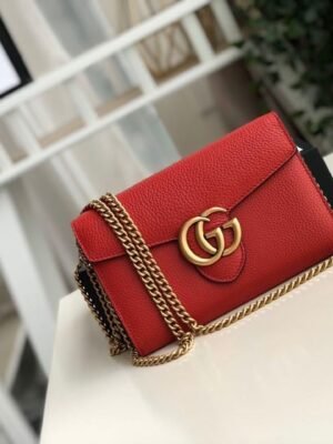 gg Marmont Mini Chain Bag Red For Women 7.9in/20cm gg