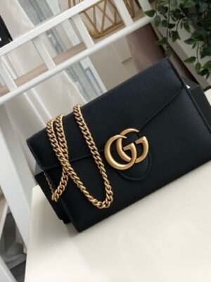 gg Marmont Mini Chain Bag Black For Women 7.9in/20cm gg