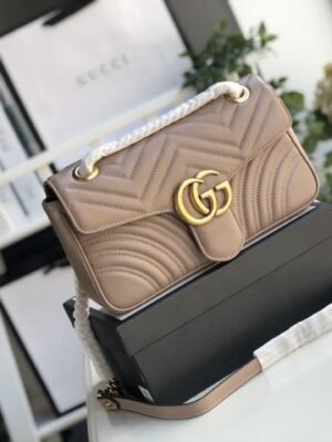 gg Marmont Matelass¨¦ Shoulder Bag Dusty Pink Matelass¨¦ Chevron For Women 10in/26cm gg 443497 DTDIT 5729