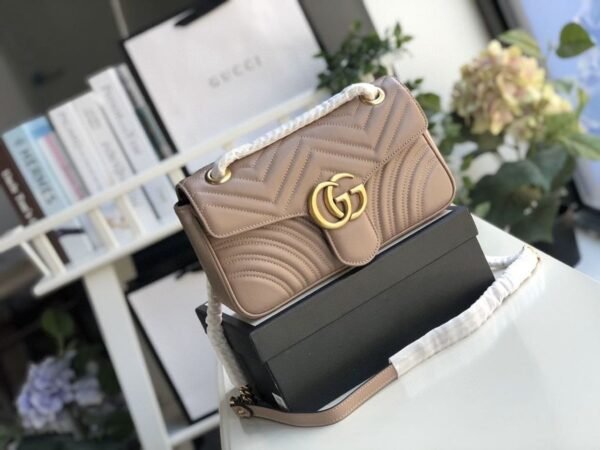 gg Marmont Matelass¨¦ Shoulder Bag Dusty Pink Matelass¨¦ Chevron For Women 10in/26cm gg 443497 DTDIT 5729