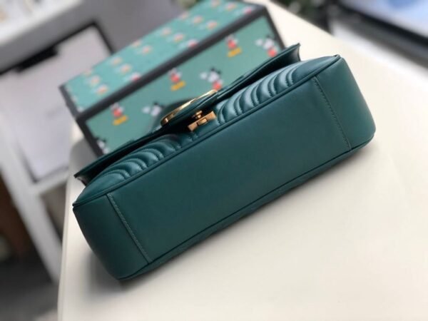 gg Marmont Small Matelass¨¦ Shoulder Bag Green Matelass¨¦ Chevron For Women 10in/26cm 443497
