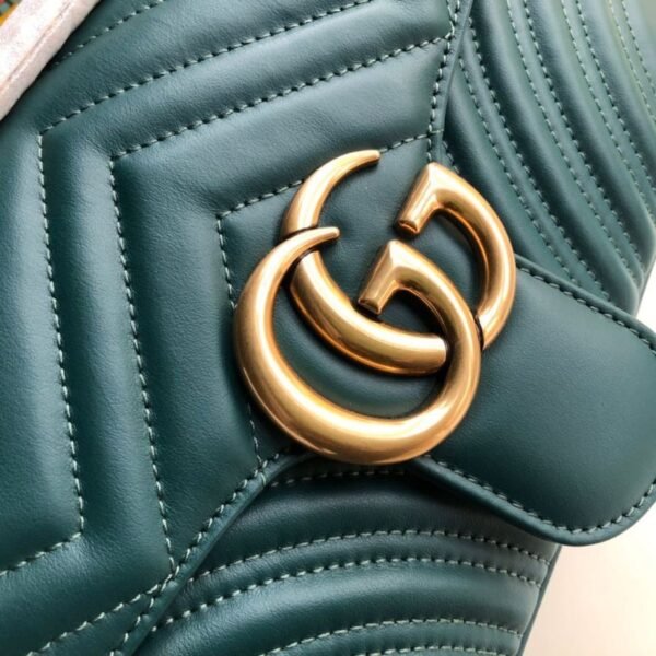 gg Marmont Small Matelass¨¦ Shoulder Bag Green Matelass¨¦ Chevron For Women 10in/26cm 443497