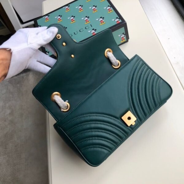 gg Marmont Small Matelass¨¦ Shoulder Bag Green Matelass¨¦ Chevron For Women 10in/26cm 443497