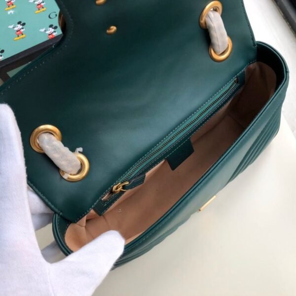 gg Marmont Small Matelass¨¦ Shoulder Bag Green Matelass¨¦ Chevron For Women 10in/26cm 443497