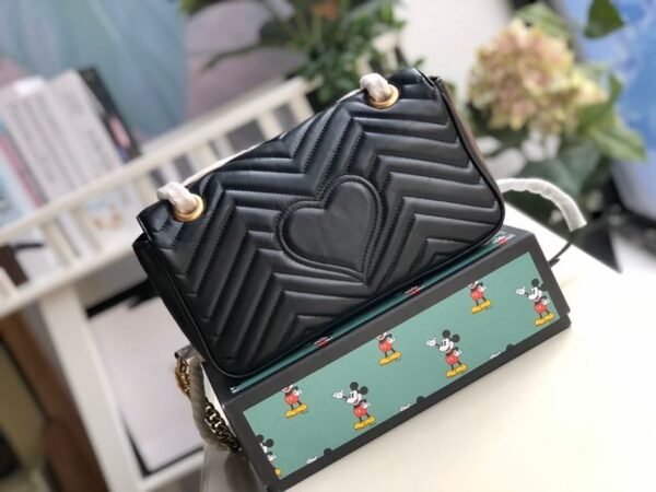 gg Marmont Small Matelass¨¦ Shoulder Bag Black Matelass¨¦ Chevron For Women 10in/26cm 443497 DTDIT 1000