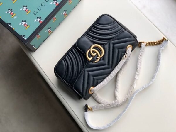 gg Marmont Small Matelass¨¦ Shoulder Bag Black Matelass¨¦ Chevron For Women 10in/26cm 443497 DTDIT 1000