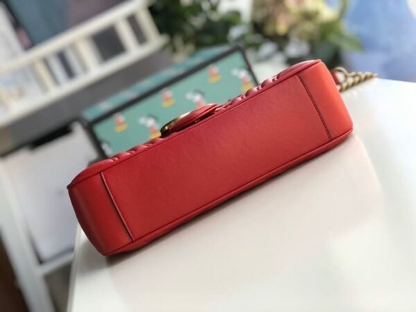 gg Marmont Small Matelass¨¦ Shoulder Bag Hibiscus Red Matelass¨¦ Chevron For Women 10in/26cm  gg 443497 DTDIT 6433
