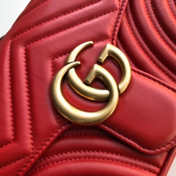 gg Marmont Small Matelass¨¦ Shoulder Bag Hibiscus Red Matelass¨¦ Chevron For Women 10in/26cm  gg 443497 DTDIT 6433