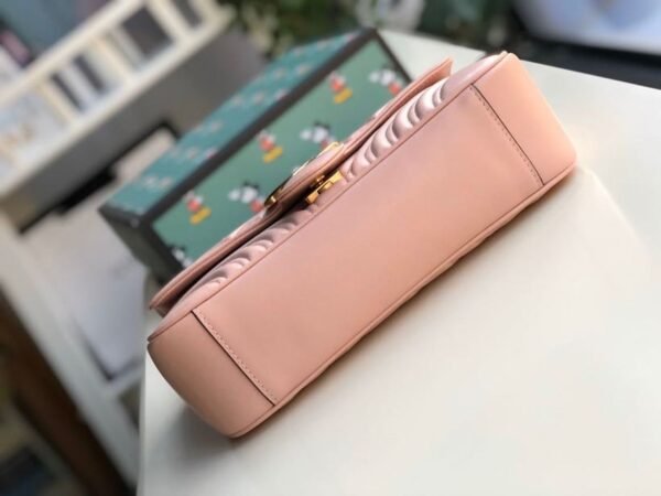 gg Marmont Small Matelass¨¦ Shoulder Bag Dusty Pink Matelass¨¦ Chevron For Women 10in/26cm gg 443497 DTDIT 5729