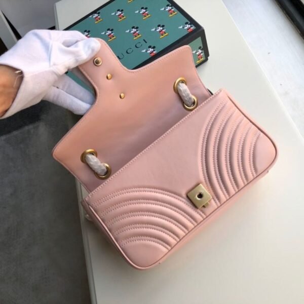 gg Marmont Small Matelass¨¦ Shoulder Bag Dusty Pink Matelass¨¦ Chevron For Women 10in/26cm gg 443497 DTDIT 5729