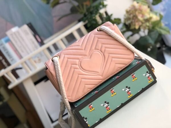 gg Marmont Small Matelass¨¦ Shoulder Bag Dusty Pink Matelass¨¦ Chevron For Women 10in/26cm gg 443497 DTDIT 5729