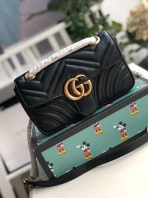 gg Marmont Matelass¨¦ Mini Bag Black Matelass¨¦ Chevron For Women 8.5in/22cm gg 446744 DTDIT 1000