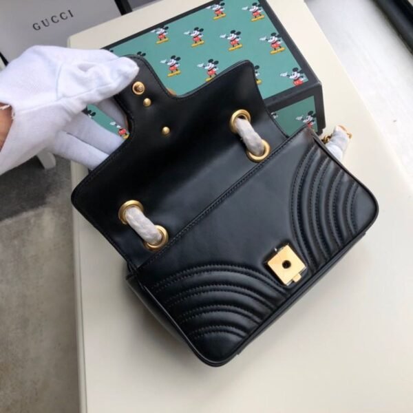 gg Marmont Matelass¨¦ Mini Bag Black Matelass¨¦ Chevron For Women 8.5in/22cm gg 446744 DTDIT 1000