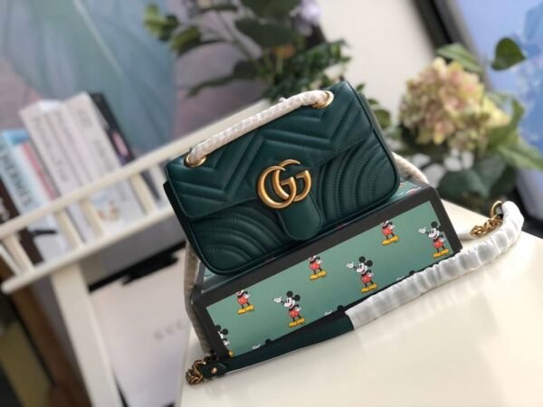 gg Marmont Matelass¨¦ Mini Bag Green Matelass¨¦ Chevron For Women 8.5in/22cm gg 446744