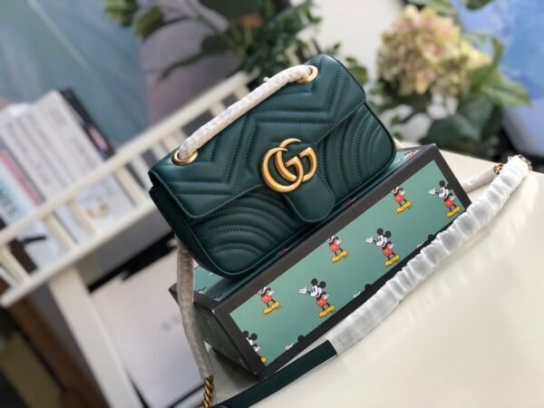 gg Marmont Matelass¨¦ Mini Bag Green Matelass¨¦ Chevron For Women 8.5in/22cm gg 446744