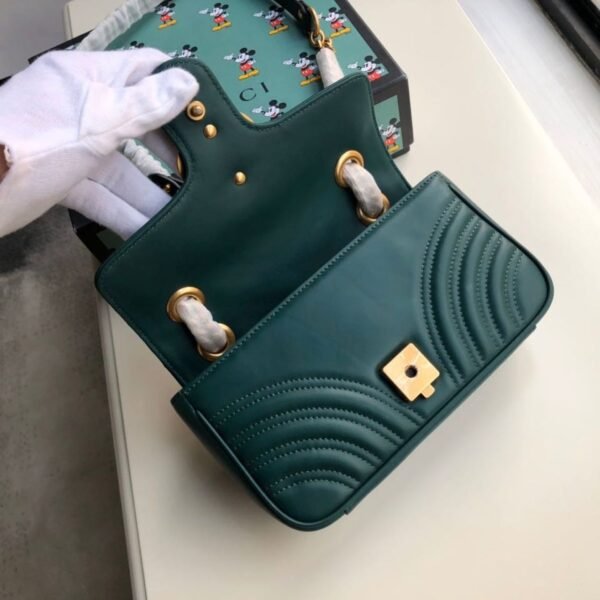 gg Marmont Matelass¨¦ Mini Bag Green Matelass¨¦ Chevron For Women 8.5in/22cm gg 446744