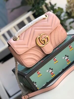 gg Marmont Matelass¨¦ Mini Bag  Dust Pink Matelass¨¦ Chevron  For Women 8.5in/22cm gg