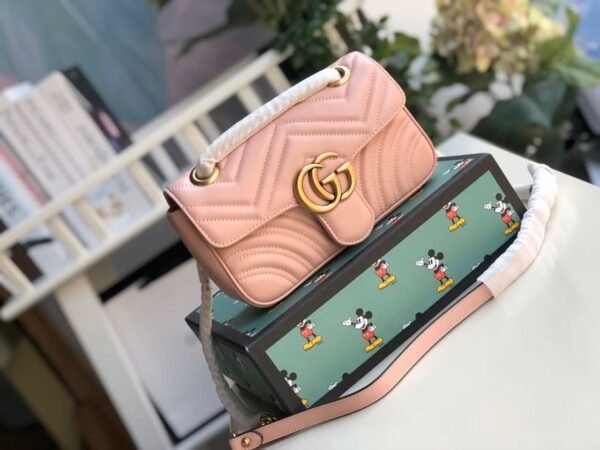 gg Marmont Matelass¨¦ Mini Bag  Dust Pink Matelass¨¦ Chevron  For Women 8.5in/22cm gg